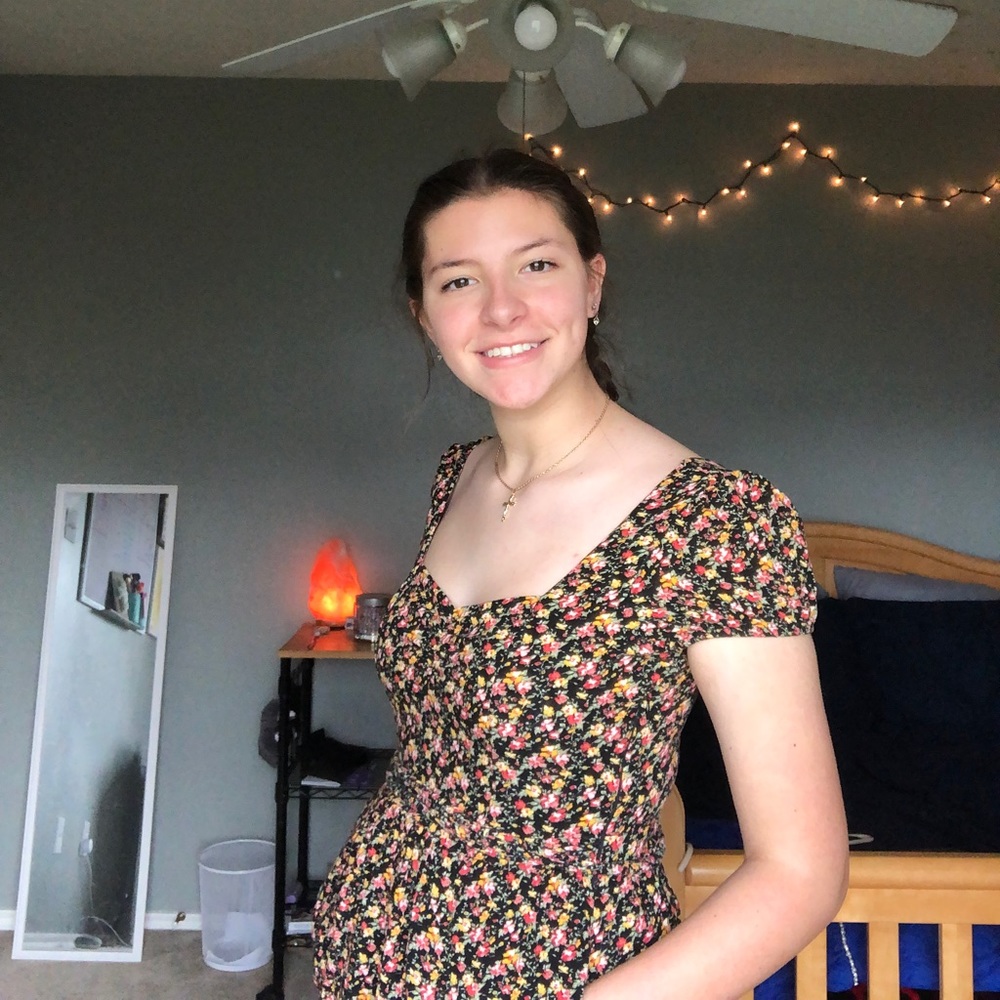 Flower covered romper